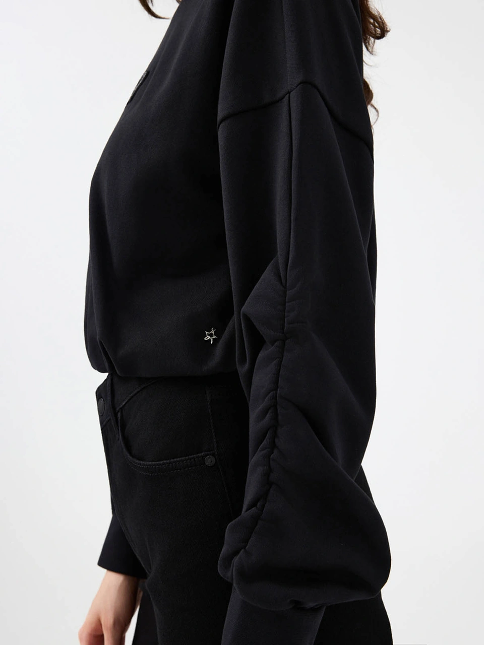 Loft Long Crop Siyah Kadın Sweatshirt Lf2040690 Siyah