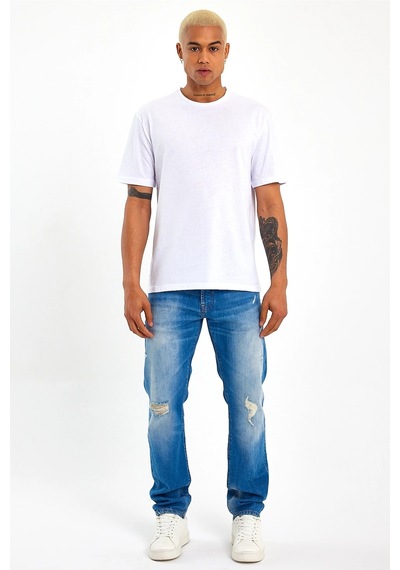 Erkek Bisiklet Yaka Oversize Fit Tişort Spr21y30 001