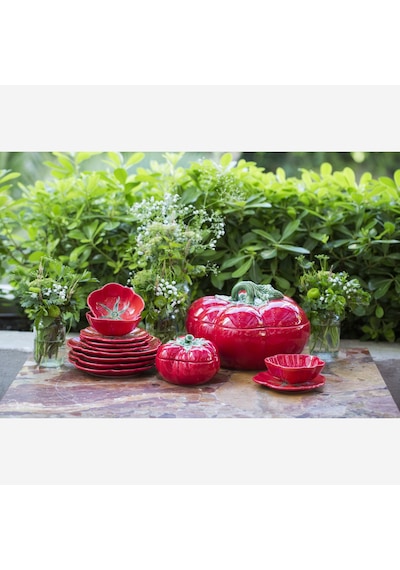 Kırmızı Seramik Petit Four Tabağı 15 Cm