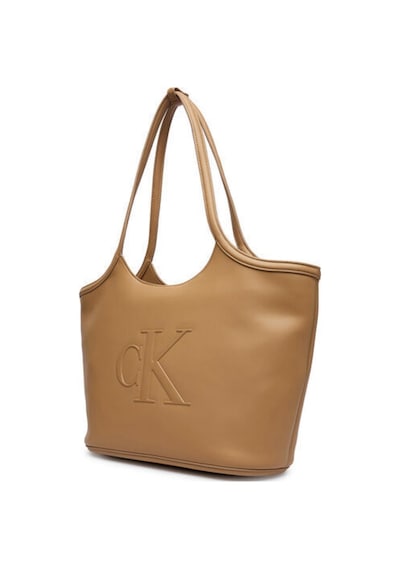 Calvin Klein Kadın Marka Logolu Düz Deri Kısa Askılı Kahverengi1 Çanta-15769