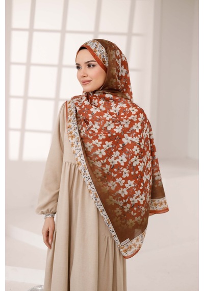Mimiyum Flora Desen Soft Şal Kiremit