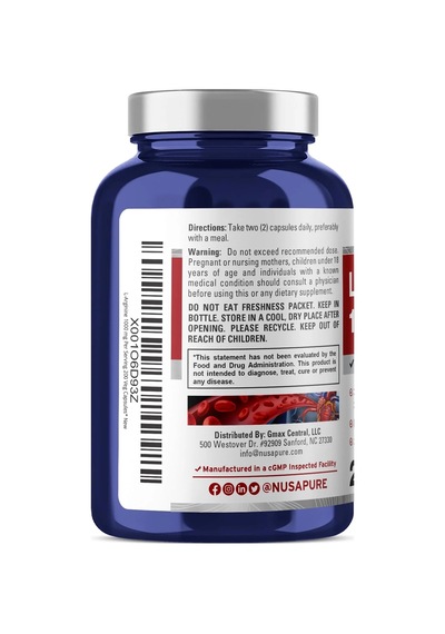 L-arginine 1000 Mg 200 Veggie Capsules Non-gmo, Vegetarian, Vegan