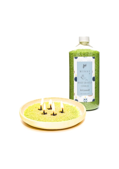Missi Yaratıcı İnci Tozu Dark Amber Kokulu Yeşil Renk Mum 30 Adet Fitil İle Birlikte -400 Gr Diğer