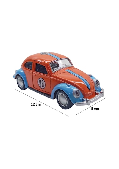 1:36 Metal Klasik Vosvos Çek Bırak Araba Kapıları Açılan Oyuncak 1967 Volkswagen Beetle - Turuncu