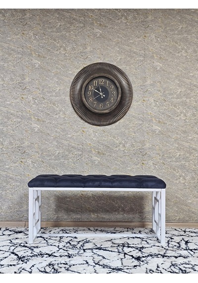 Beyaz Boyalı İçi Kareli Diktörtgen 100 Cm X 40 Cm Oturak Puf - Be Çok Renkli