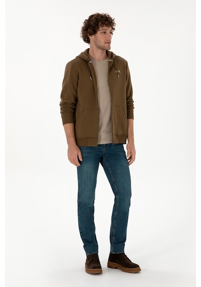 U.S. Polo Assn. Erkek Regular Fit Haki Şardonlu Örme Hırka 50313755-VR027