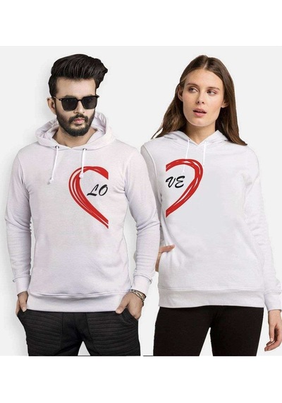 Tshirthane Lo Ve Yarım Kalp Sevgili Kombinleri Kapüşonlu Kombini