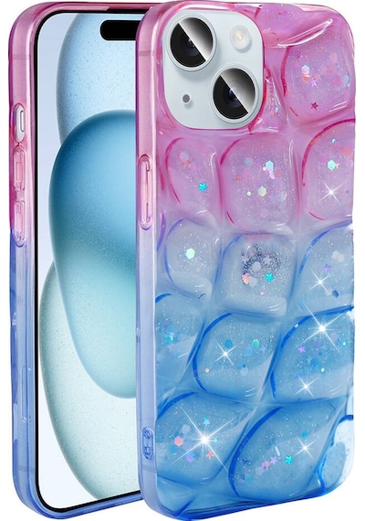 Apple Uyumlu iPhone 13 İle 3d Kabartmalı Simli Yumuşak Tam Koruma Telefon Kılıfı Kapak
