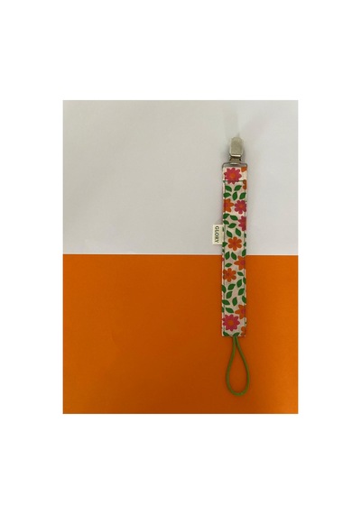 Fiyonklu Bebek Bandanası Ve Emzik Askısı Takımı Renkli Çiçekler
