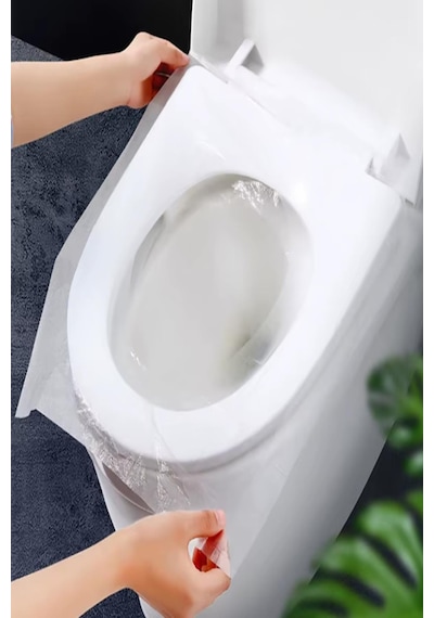 50 Adet Klozet Kapağı Kılıfı Hijyenik Seyahat Tek Kullanımlık Klozet Wc Örtüsü
