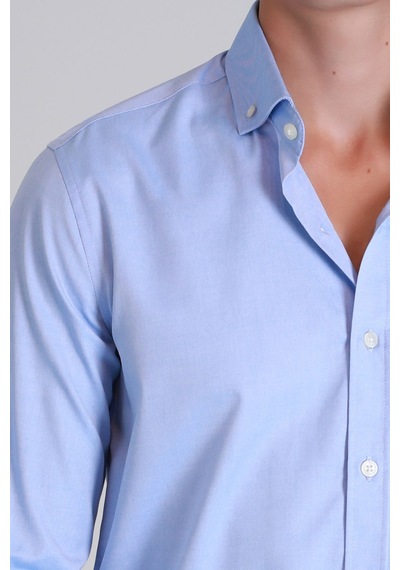Lufian Erkek Danıel Basic Slim Fit Gömlek 112010640 Mavi Mavi