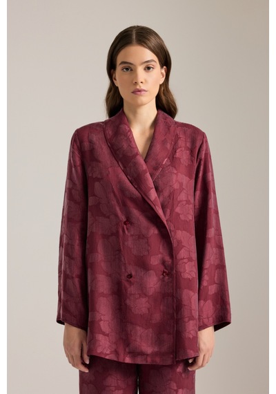 Aker Bordo Dokulu Kruvaze Kapama Pijama Üstü Bordo Bordo