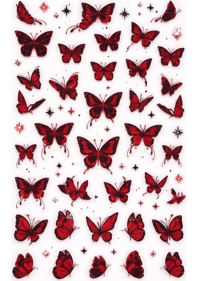 Red Butterfly Elegance Nail Art Sticker Sw-cs087