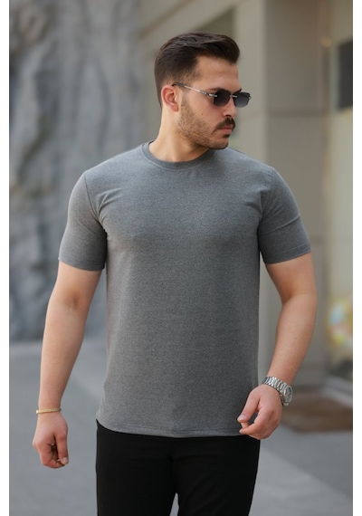 Efnaz Style Erkek Basic Kısa Kollu Tişört Gri