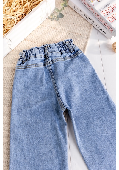 Babymod Yıldız İşlemeli Denim Kız Çocuk Kot Pantolon Mavi