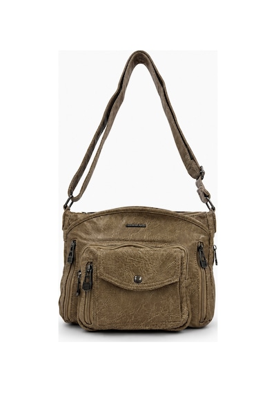 Sanmorris Kadın Modern Tasarımlı Çok Bölmeli Omuz Çantası Beige