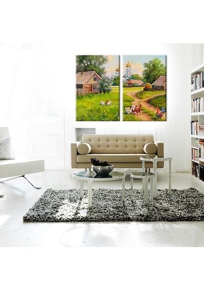 Köy Evi Kanvas Tablo 100x90cm