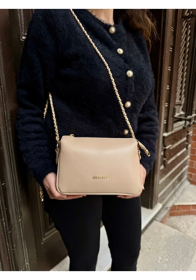 Just Polo Kadın Zincir Askılı Günlük Ve Özel Kullanıma Uygun Şık Tasarımlı Omuz & Çapraz Çanta Shoulder Bag Vizon