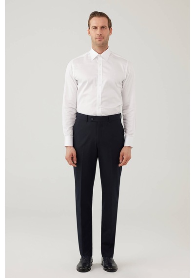Erkek Lacivert Regular Fit %100 Yün Kumaş Pantolon