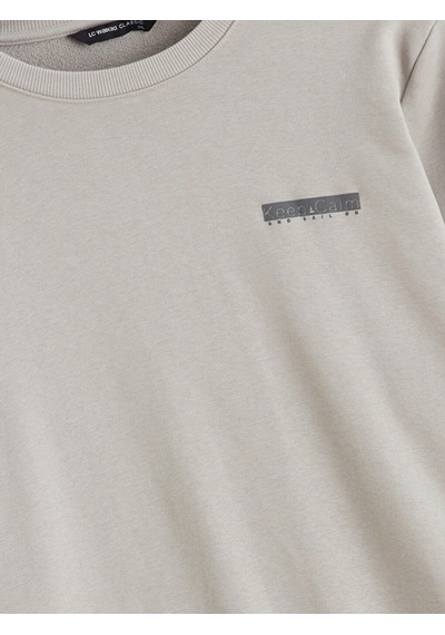 Lcwaıkıkı Classic Gri Bisiklet Yaka Baskılı Erkek Sweatshirt