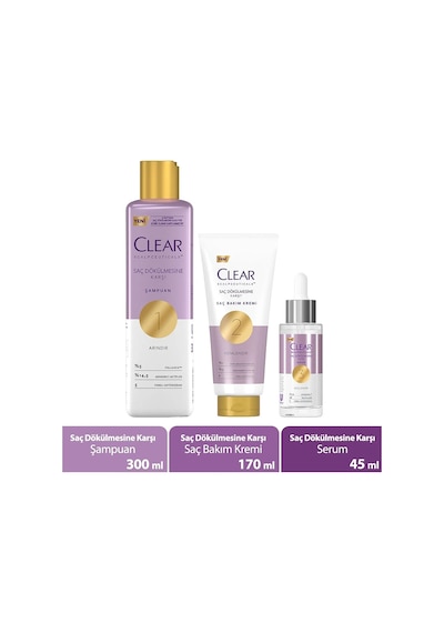 Clear Scalpceuticals Şampuan 300 ML + Saç Kremi 170 ML + Serum 45 ML