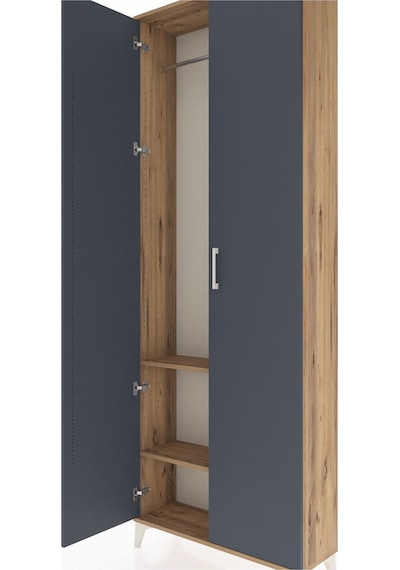 Arges Dolap 2 Raflı 2 Kapaklı Tek Askılı 88x30x243 Çam-antrasit Çam
