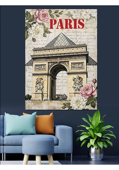 Paris Zafer Takı Çizim Dekoratif Kanvas - Mdf Ahşap Tablo