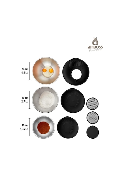 Mıxkeep Pro 15 Parça Paslanmaz Çelik Karıştırma Kabı & Saklama Kabı Grİ