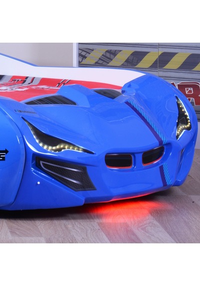 Setaymobilya Arabalı Yatak, Mavi Mercedes Full Ledli Bazalı Arabalı Yatak