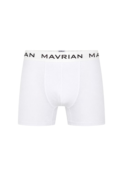 Mavrian Alabaster 3'lü Premium Kutulu Pamuklu Likralı Erkek Beyaz Boxer - Damat Bohçası Çeyiz Seti