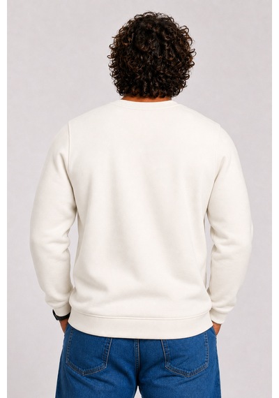 Starbattal Erkek Büyük Beden Sıfır Yaka 3ip Sweat Black 24202 Ekru-2852
