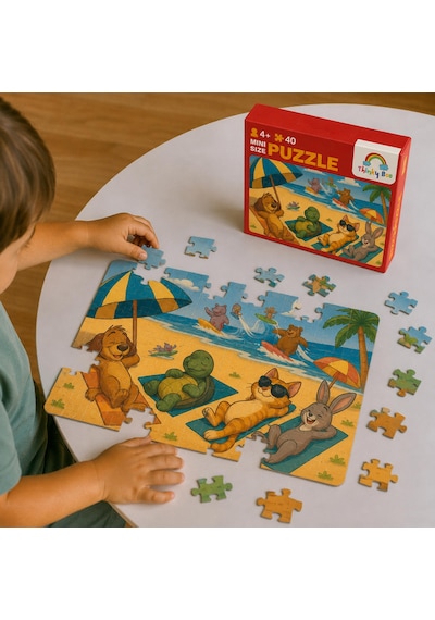 Yaz Tatili Mini Puzzle 40 Parça 3-7 Yaş Eğitici Çocuk Puzzle Yapboz