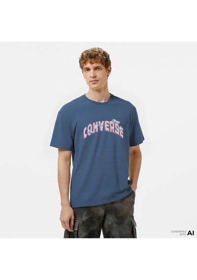 Converse Classic Erkek Grafik Baskılı Mavi T-shirt