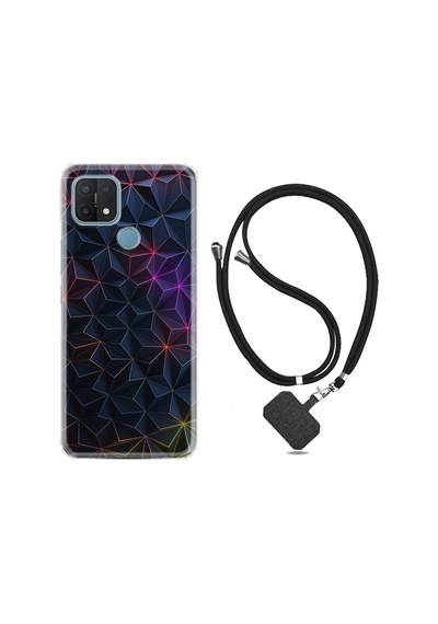 Oppo A15S Kılıf Boyun Askılı Renkli Prizmalar 1783