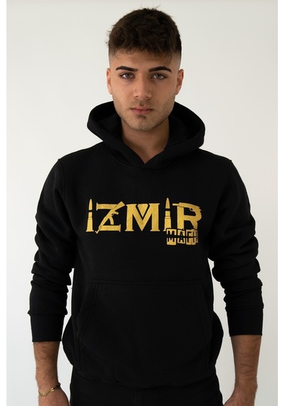 Izmir Mafıa Kapşonlu Siyah Unisex Sweatshirt Hoodie Polar Siyah