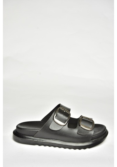 Fox Shoes U725042109 Siyah Kadın Terlik Siyah-suni Deri