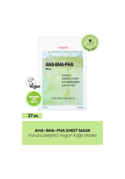 Yeppda Akneli Ciltler İçin Pürüzsüzleştirici Kağıt Maske Yeppda AHA BHA PHA Mask 27 ML