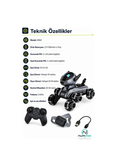 Akıllı Robot Köpek Brb3 Uzaktan Kumandalı Hareket Sensörlü Işıklı Sesli Oyuncak