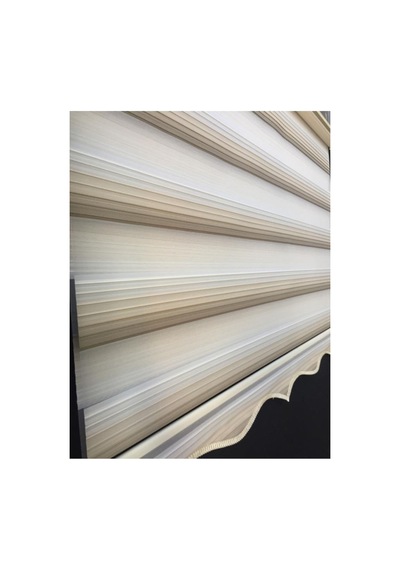 Sütlü Kahve Krem Renk Geçişli Zebra Stor Perde Etek Dilimli Krem-kahve - 97253964 Krem-kahve