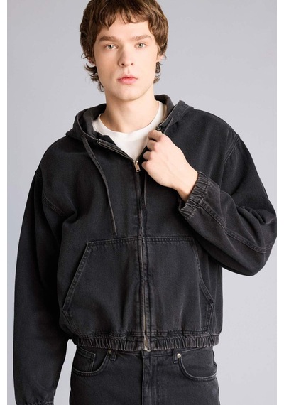 Defacto Oversıze Kapüşonlu Pamuklu Ceket H0139ax26spnm40 Siyah-nm40