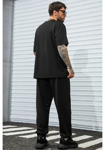 Uyguntarz Unisex 2'li Whatever Baskılı Eşofman Takımı Siyah2