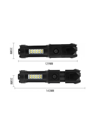 Powermaster 109-b Zoomlu Flash Özellikli Smd Ve Power Led Li Şarjlı Plastik Kasa El Feneri Powerbank Özellikli Siyah