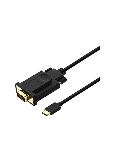 Lexroo Qg-ua17 Type-c To Vga Adaptörü Yüksek Çözünürlüklü Dönüştürücü Kablo 1080p 60hz 3 Metre - Siyah