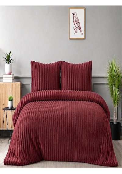 Merinos Diamond Kürk Riva Desen Comforter Set, Çift Kişilik Yorgan Seti 220x240 Bordo