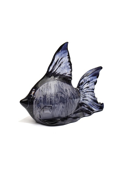Dekoratif Ocean Art Siyah Balık Heykeli 23 Cm