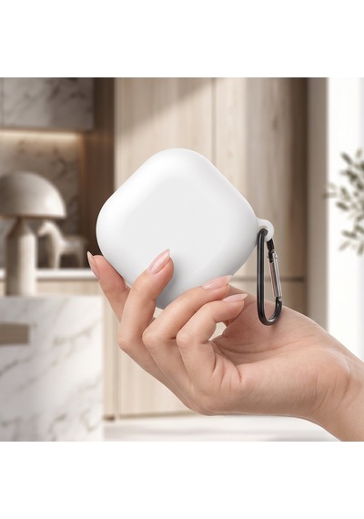 Caseonn Anker Soundcore Liberty 5 Kılıf Askı Aparatlı Mat Silikon Beyaz