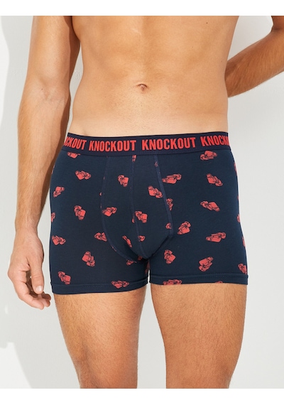 Koton 3'lü Boxer Seti Boks Temalı Sloganlı Bordo Desenli 4wlm90031mk