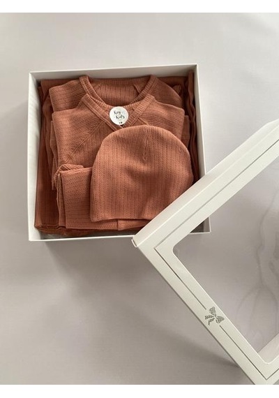 Key Kids Jakarlı Kiremit Organik Modal 5'li Hastane Çıkışı Seti Newborn 0- Çok Renkli