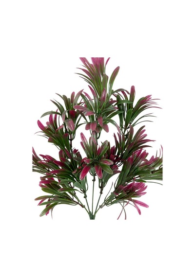 Yapay Çiçek Yeşil Bordo Renk Podocarpus Demeti 7dal 48 Çiçek Garnitür Aradal Dekoratif Yapay Bitki