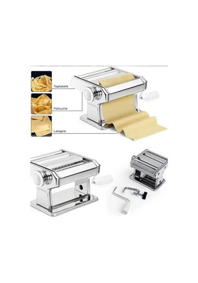 Fıre Kıng Panda Erişte Makarna Yapma Kesme Makinesi Hamur Lazanya Spagetti Makinesi 150 Mm Gümüş